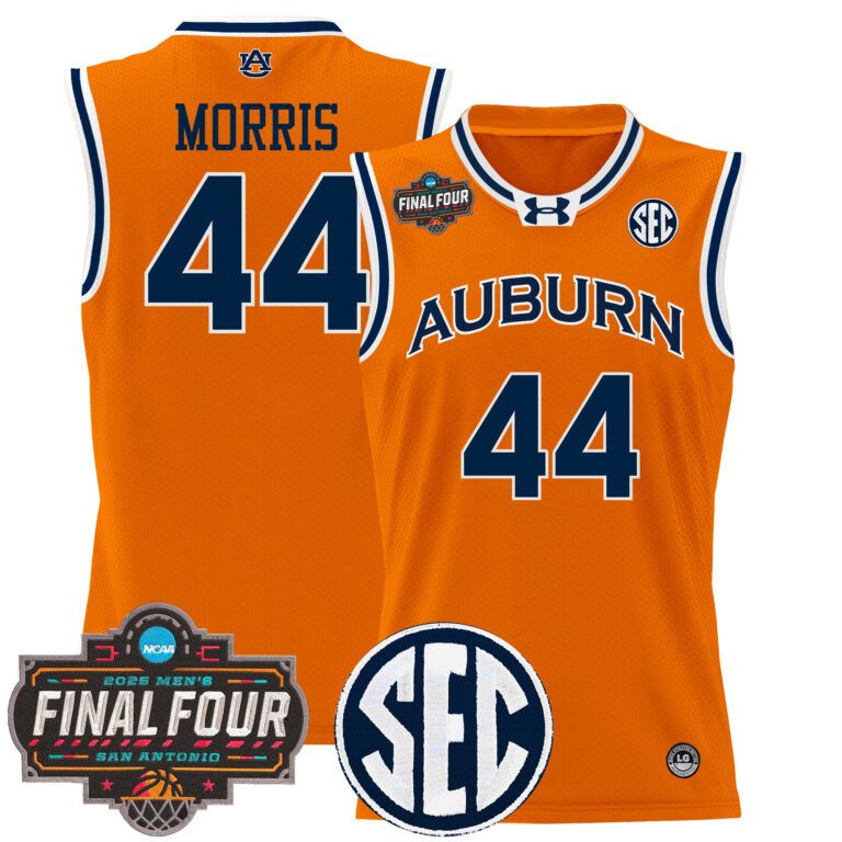Men Auburn Tigers #44 Morris orange 2025 Final Four Patch Lightweight  NCAA Jersey